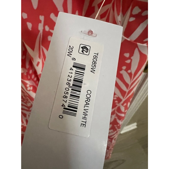 🔵 London Times Red and White Ruffle Sleeve Dress Size 20W NWT - Picture 7 of 11